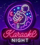 Karaoke night vector. Neon sign, luminous logo, symbol, light banner. Advertising bright night karaoke bar, party, disco bar, night club. Live music. Design template Billboard (Karaoke night vector. Neon sign, luminous logo, symbol, light banner. Adve